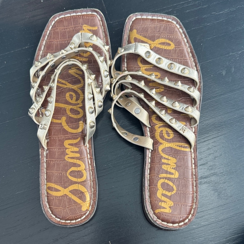 Sam Edelman Tan and Gold Strappy Sandals